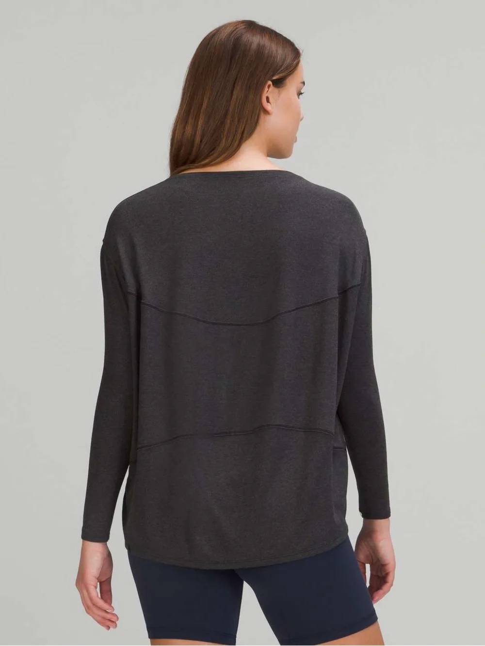 Lululemon Back in Action Ribbed Long Sleeve Shirt Heathered Black